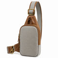 Borsa a tracolla 17 x 7 x 30 cm in tessuto grigio con finiture marroni - regolabile per uso quotidiano