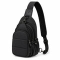 Borsa a tracolla 20 x 10 x 33 cm in tessuto sintetico nero con scomparti multipli