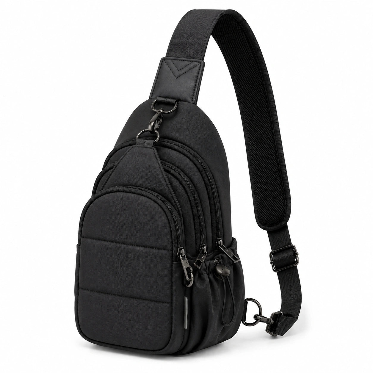 Borsa a tracolla 20 x 10 x 33 cm in tessuto sintetico nero con scomparti multipli