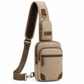 Borsello a tracolla 18 x 8 x 32 cm in tessuto beige con finiture marroni per uso quotidiano