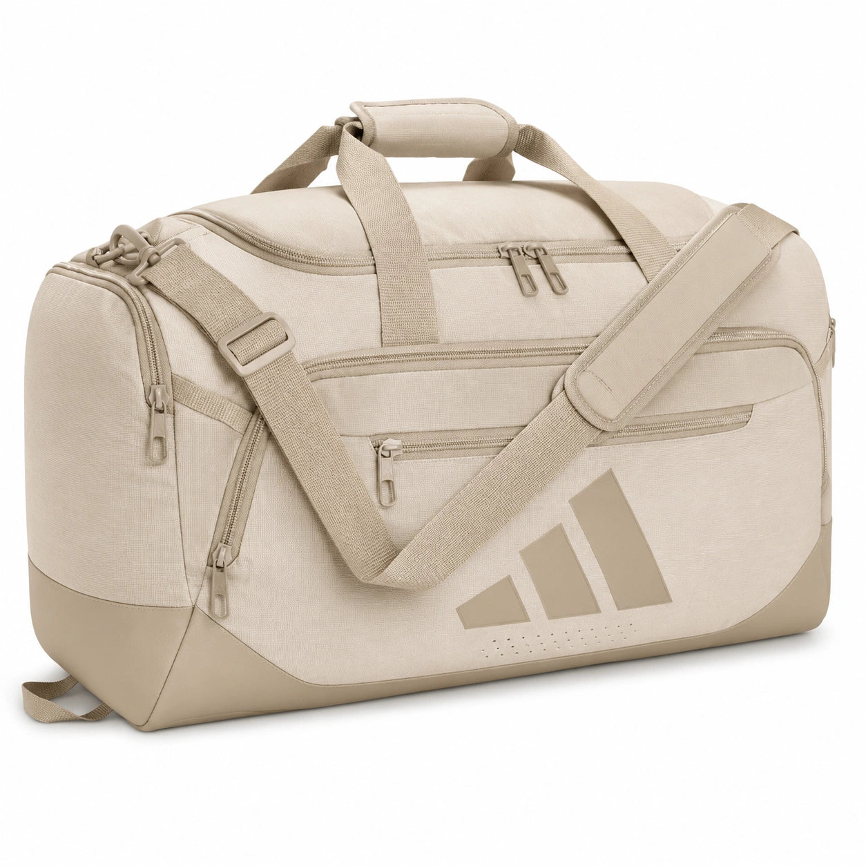 Borsa da viaggio 50 cm in tessuto beige con tracolla regolabile e scomparti multipli