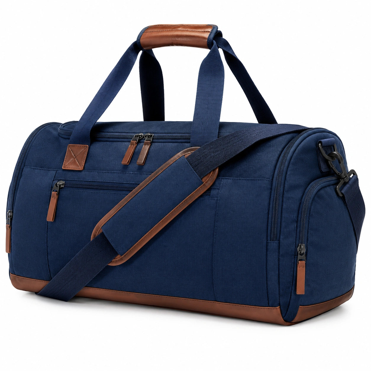 Borsa da viaggio 50 x 25 x 28 cm in tessuto blu navy con tracolla e tasche