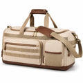 Borsa da viaggio 50 x 25 x 30 cm in tessuto beige e marrone con tasche - tracolla regolabile