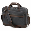 Borsa portadocumenti 40 x 12 x 30 cm in tessuto grigio scuro e dettagli marroni con tracolla