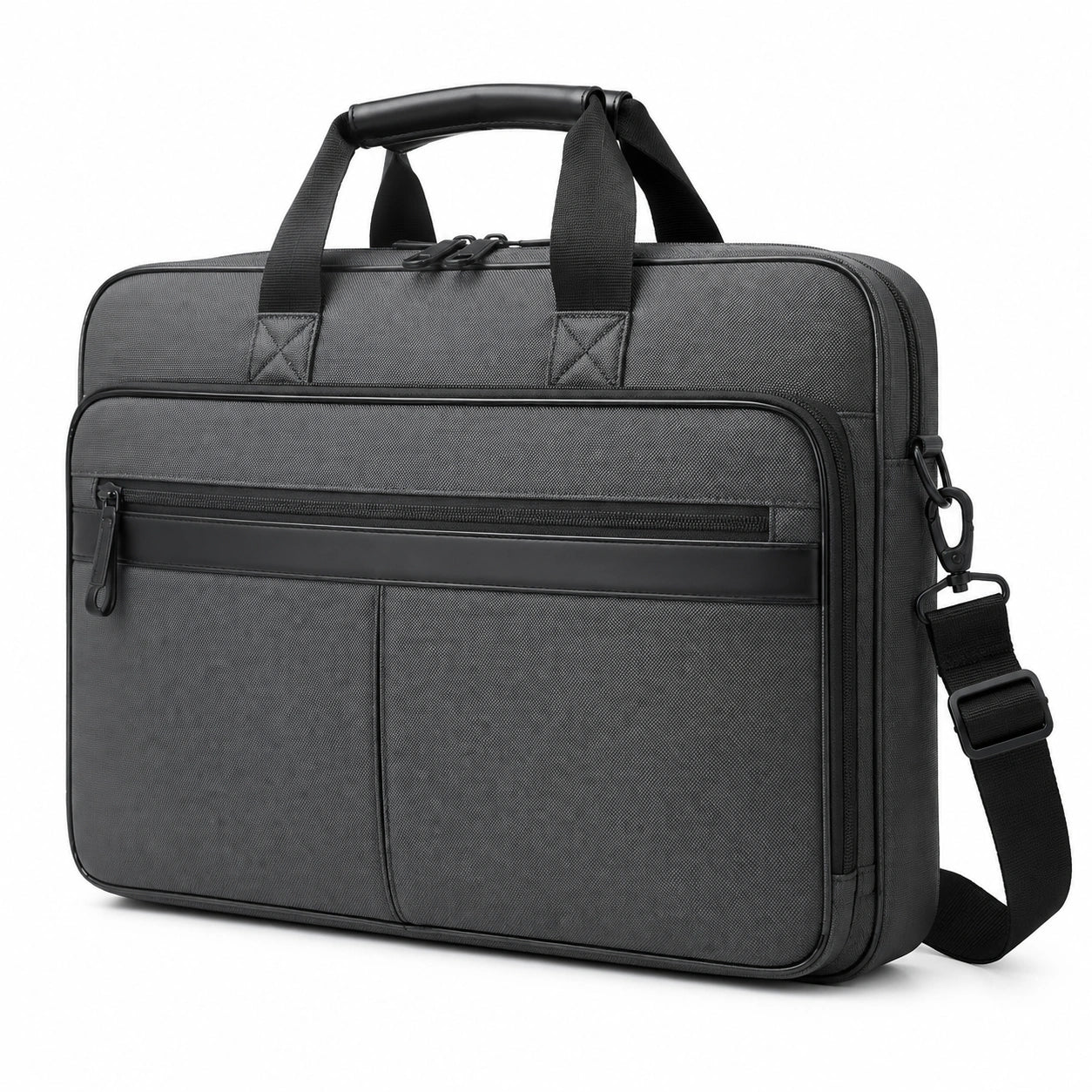 Borsa portadocumenti 42 x 10 x 32 cm in tessuto grigio scuro - tracolla regolabile
