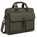 Borsa portadocumenti 40 x 8 x 30 cm in similpelle verde oliva e marrone con tracolla per lavoro
