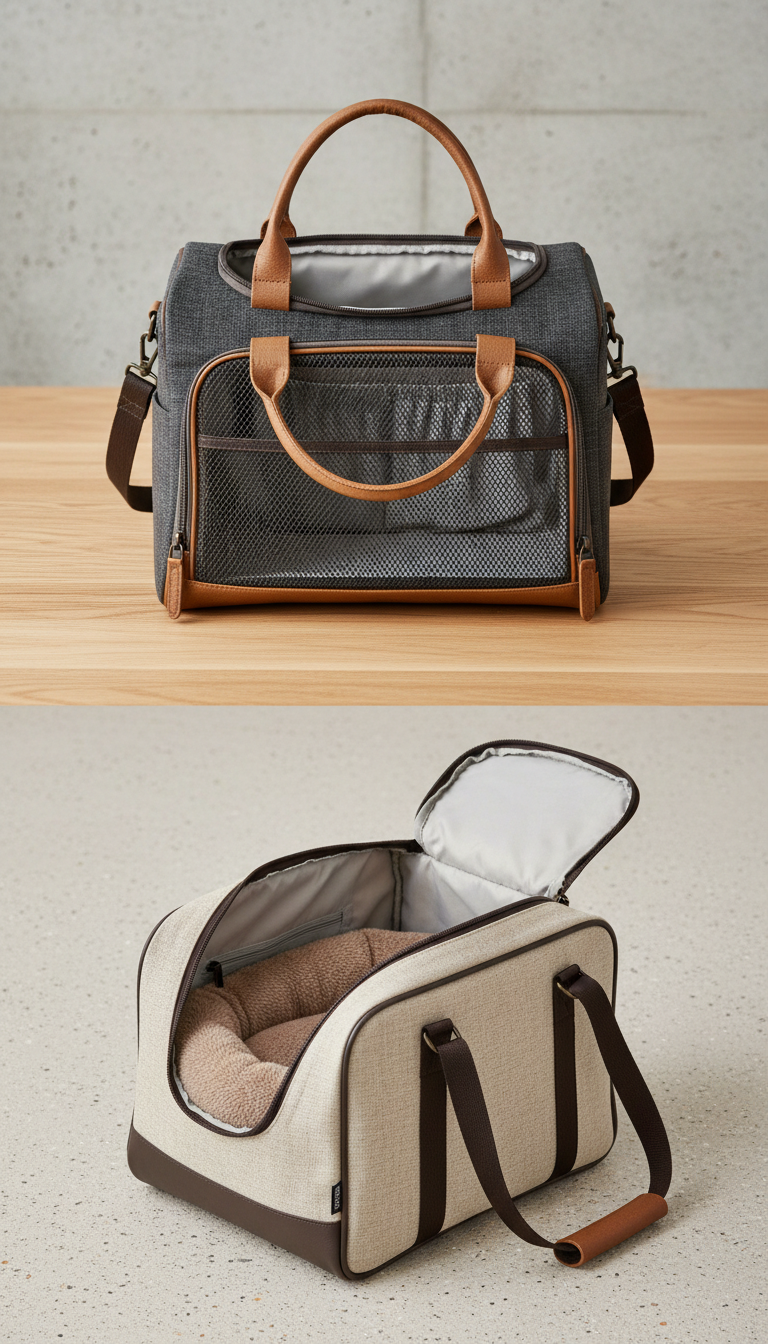 Trasportino per animali con inserti in mesh