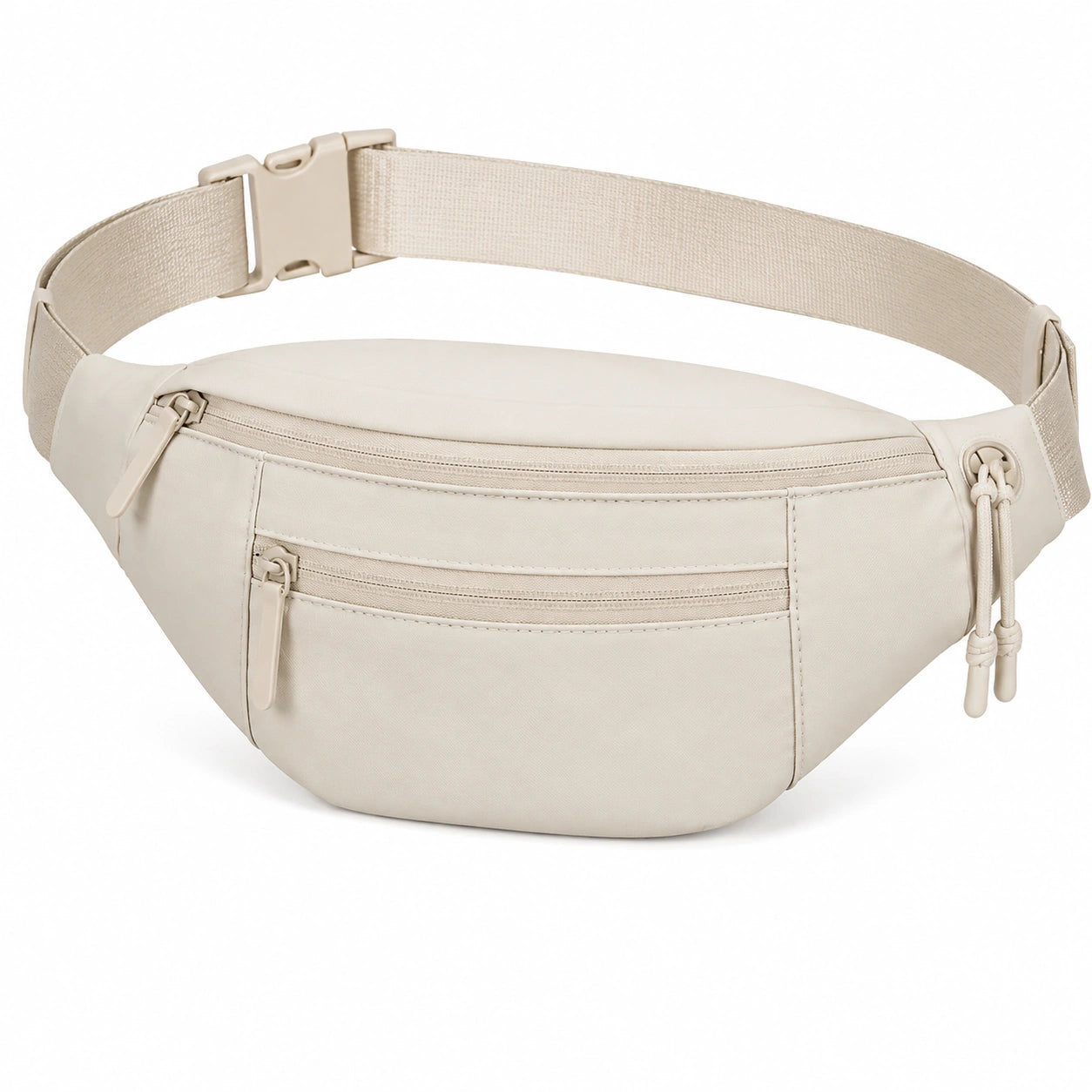 Marsupio 30 x 16 x 8 cm in tessuto sintetico beige con tasche zip regolabile