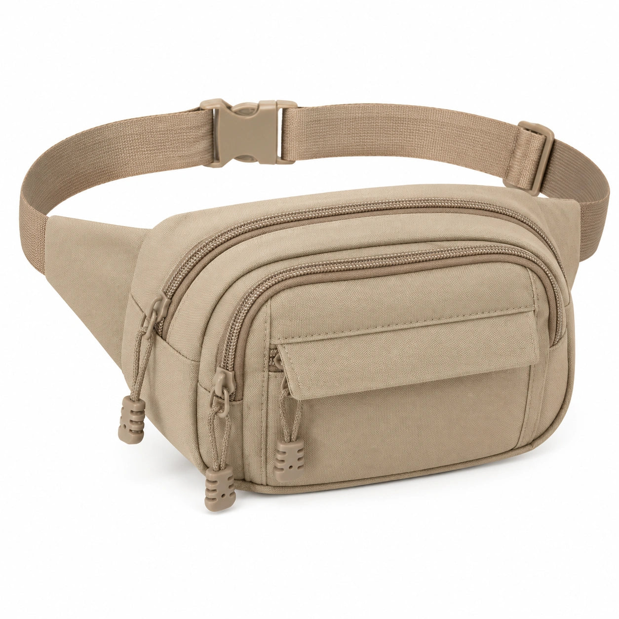Marsupio 25 x 7 x 15 cm in tessuto beige con tasche con zip per uso quotidiano