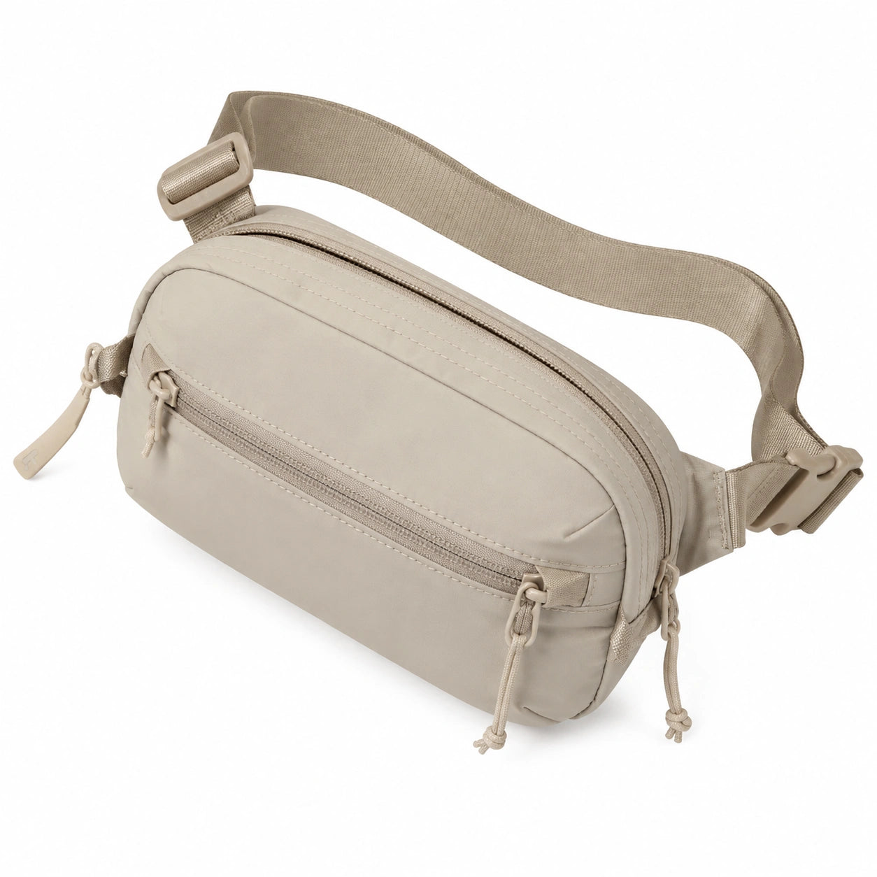 Marsupio 28 x 8 x 16 cm in tessuto beige con tasche zip regolabile
