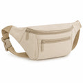 Marsupio 30 x 15 x 8 cm in tessuto beige con cintura regolabile e tasche con zip