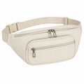 Marsupio 32 x 15 x 8 cm in similpelle beige con cintura regolabile e tasche con zip