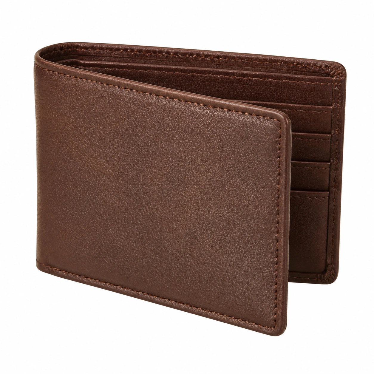 Portafoglio bifold 11 x 9 x 2 cm marrone effetto pelle con portacarte