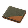 Portafoglio uomo 12 x 9 x 2 cm in materiale sintetico verde oliva e marrone - pieghevole con tasche