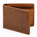 Portafoglio uomo pieghevole 12 cm in pelle marrone con scomparti per carte