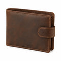 Portafoglio da uomo 12 x 9.5 x 2 cm in pelle marrone con chiusura a linguetta stile classico