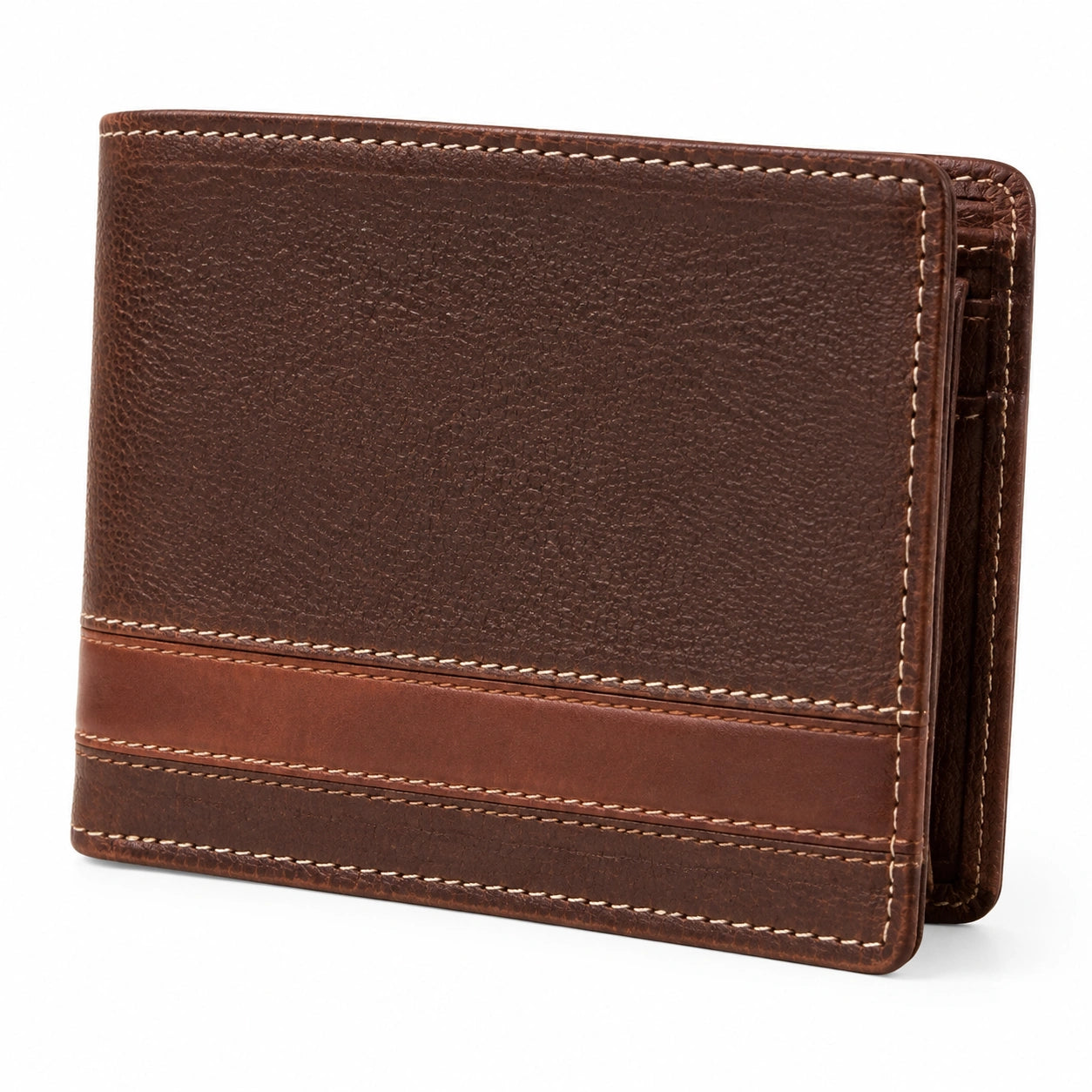 Portafoglio pieghevole 11.5 x 9.5 x 1.5 cm in pelle marrone con scomparti per carte