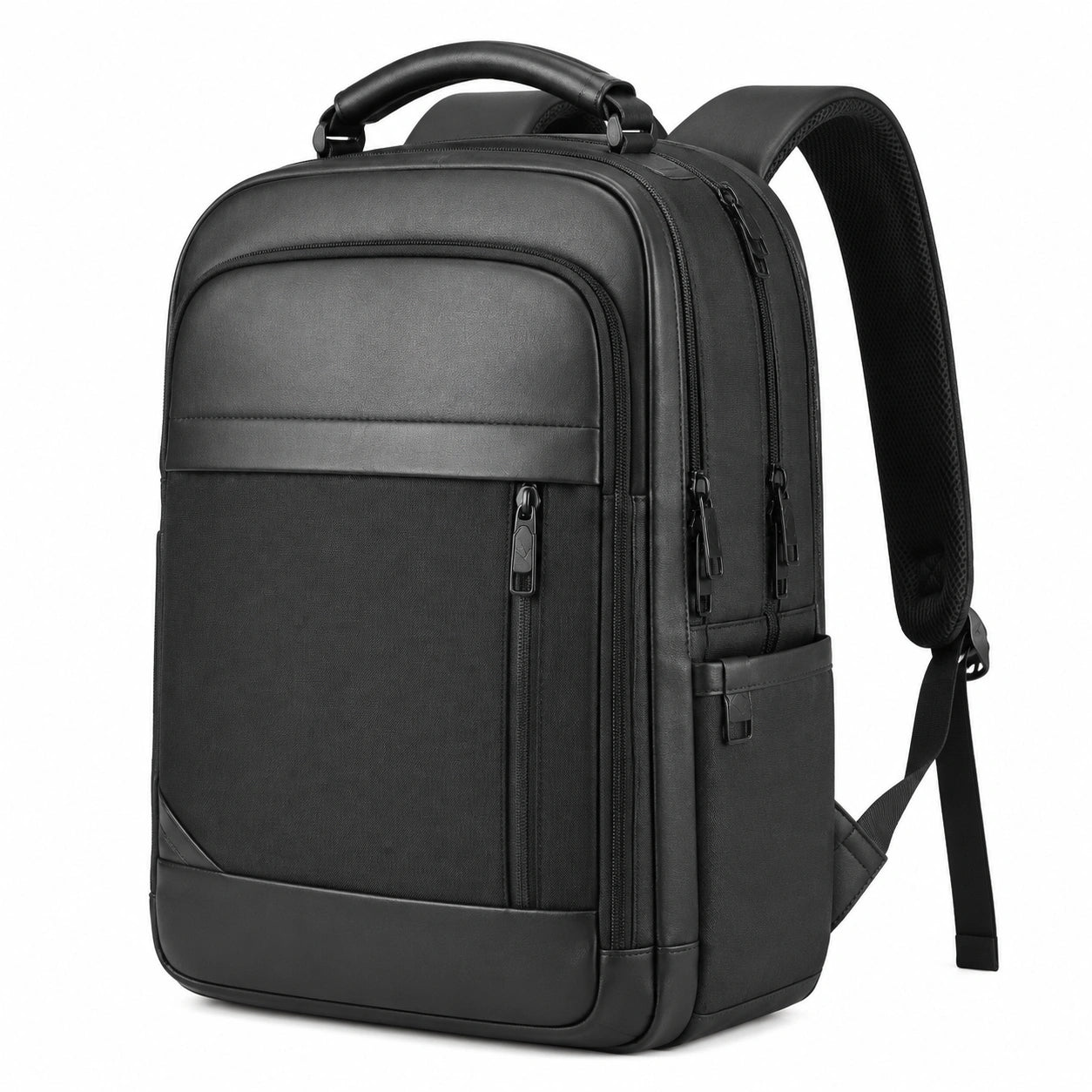 Zaino porta computer 32 x 18 x 46 cm in similpelle nero con scomparti e maniglia