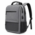 Zaino porta computer 30 x 15 x 45 cm in poliestere grigio con porta USB e tasche multiple
