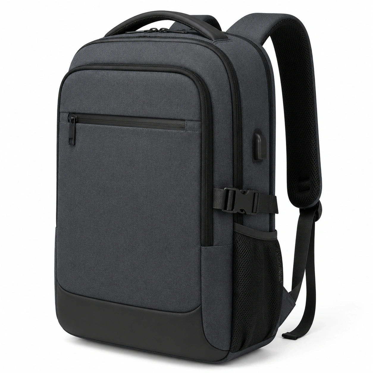 Zaino porta laptop 30 x 16 x 45 cm in tessuto sintetico nero con tasche e spallacci imbottiti