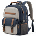 Zaino 32 x 20 x 45 cm in tessuto blu e grigio con tasche multiple per viaggio e lavoro