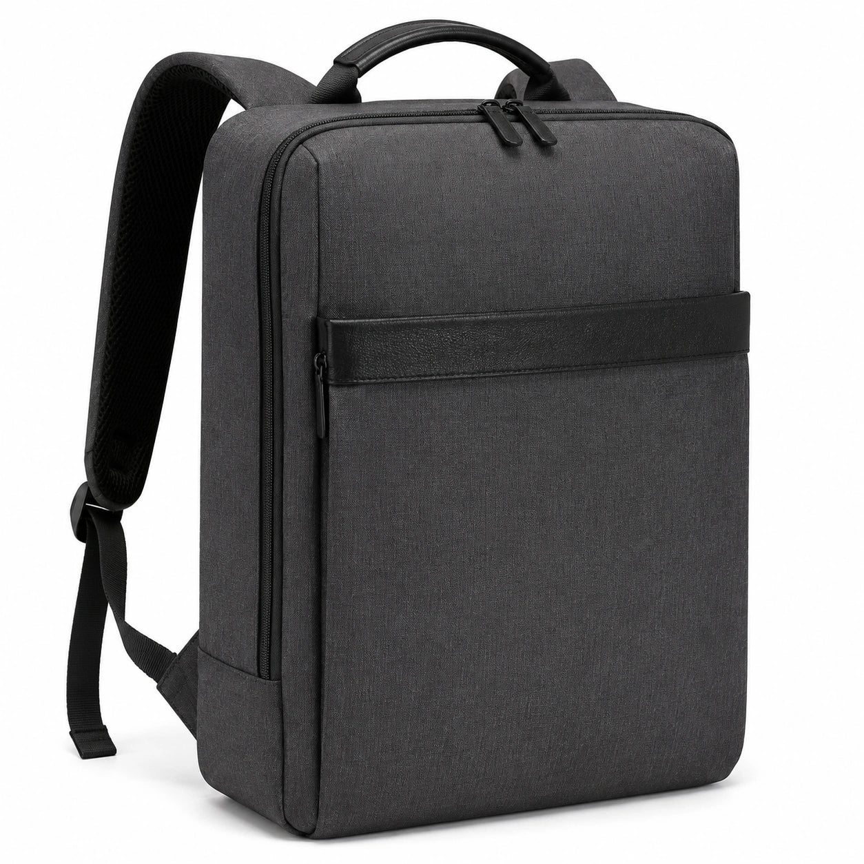 Zaino porta computer 30 x 12 x 42 cm in tessuto grigio scuro con tasca frontale
